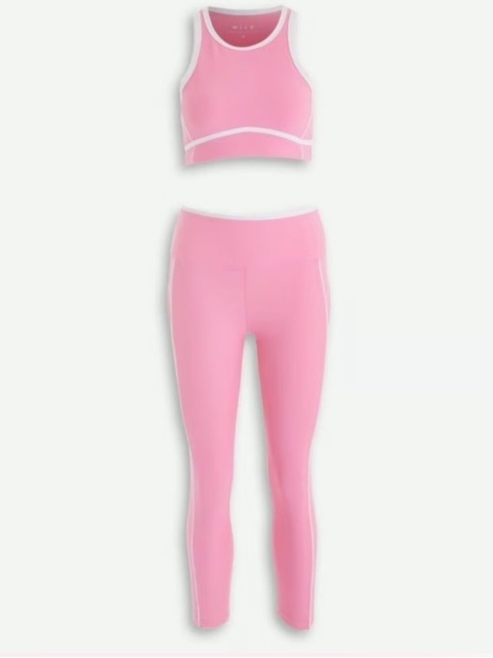 Wilow Pink Athletic Set - Crop Tank & High-Waisted ribbed Leggings Large